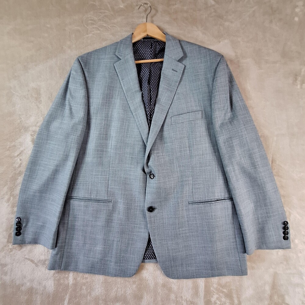 Chaps Blazer Mens 48R Gray Two Button Suit Jacket Sport Coat Single Vented